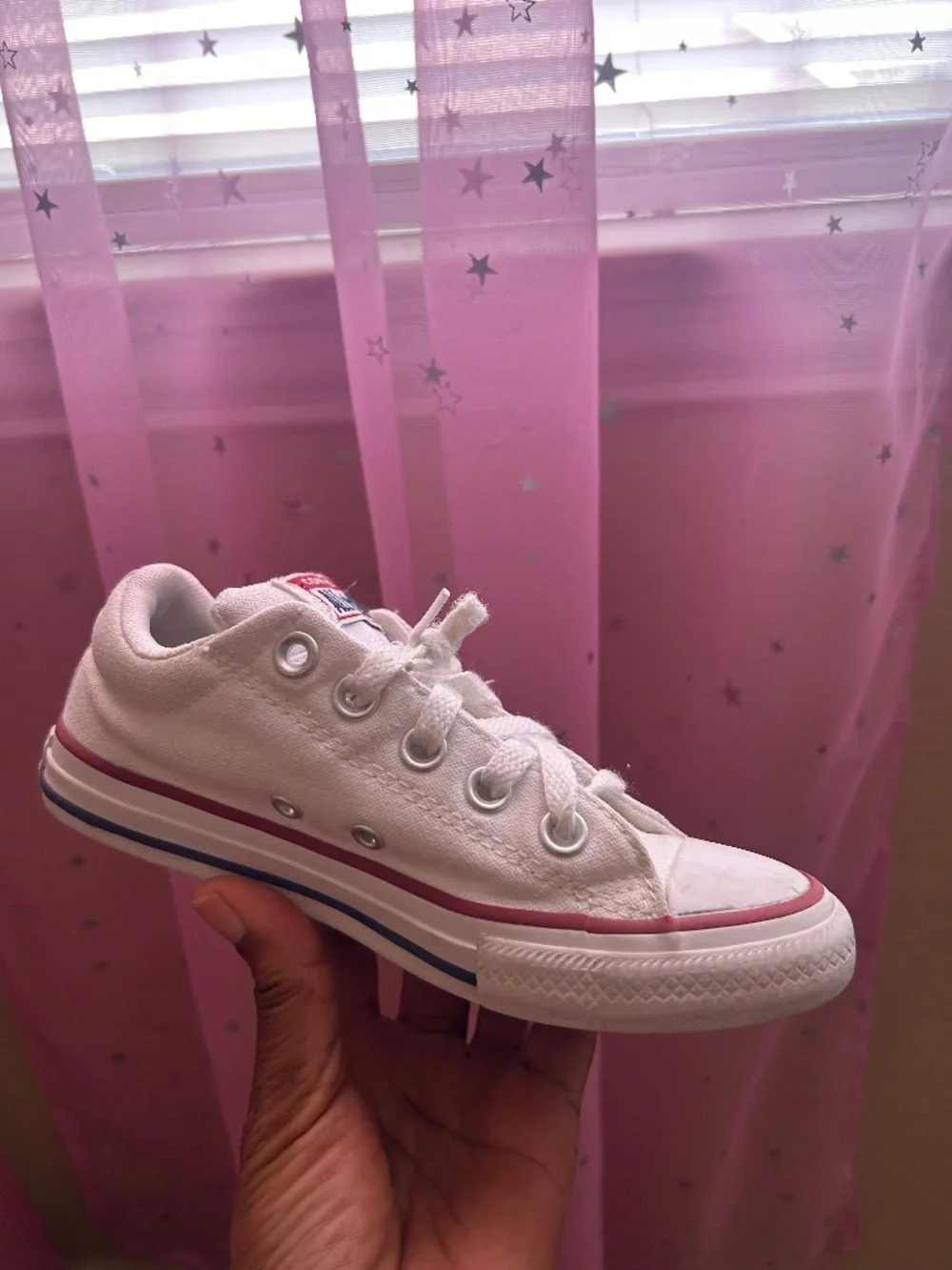 Kids white converse sneakers